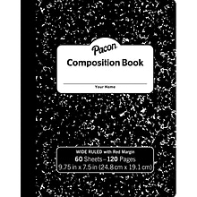 Pacon® Hardcover Composition Book, 9.75 x 7.5, 3/8 Ruled, 60 Sheets, Black Marble, Pack of 12 (PA