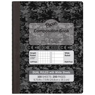 Pacon Composition Notebooks, 9.75 x 7.5, Graph Ruled, 100 Sheets, Black, 6/Bundle (PACMMK37164-6)