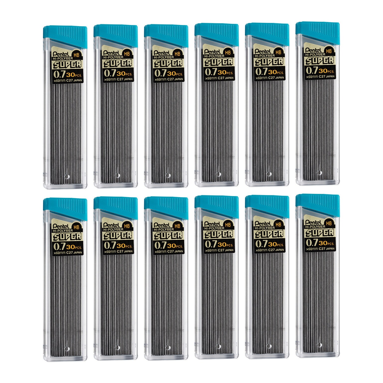 Pentel Lead Refill, 0.7mm, 30/Leads, Dozen (PENC27HB-12)
