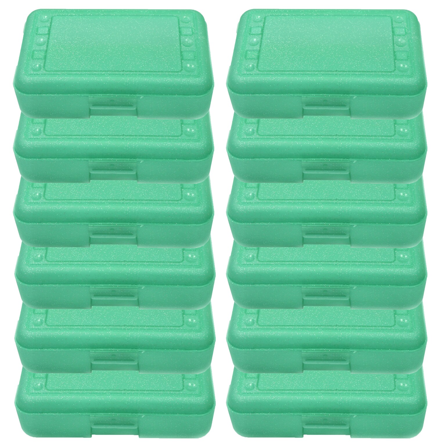 Romanoff Plastic Latch Pencil Case, Lime Sparkle, Pack of 12 (ROM60285-12)