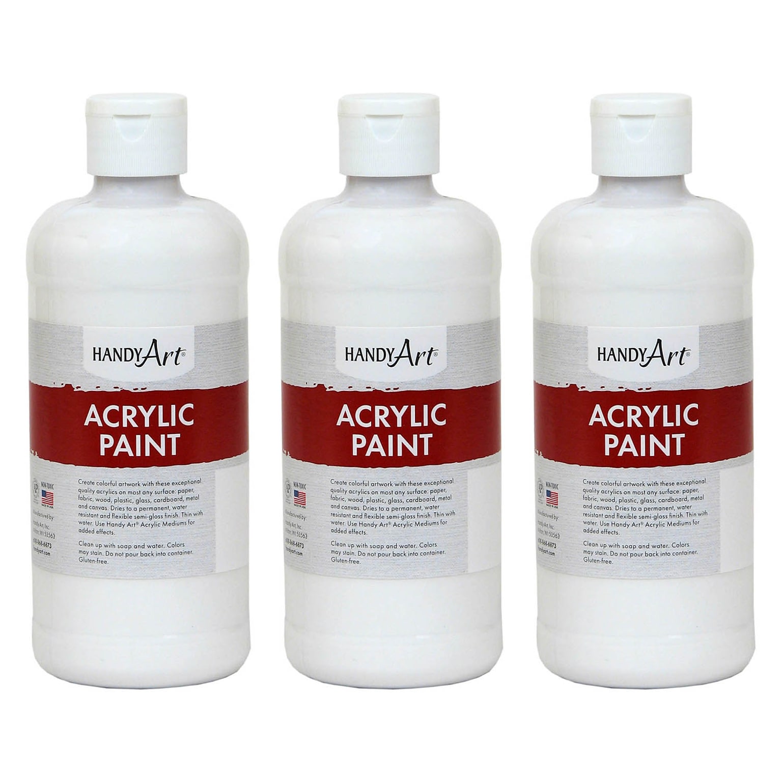 Handy Art Acrylic Paint, 16 oz, Titan White, Pack of 3 (RPC101000-3)