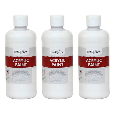 Handy Art Acrylic Paint, 16 oz, Blockout White, Pack of 3 (RPC101005-3)