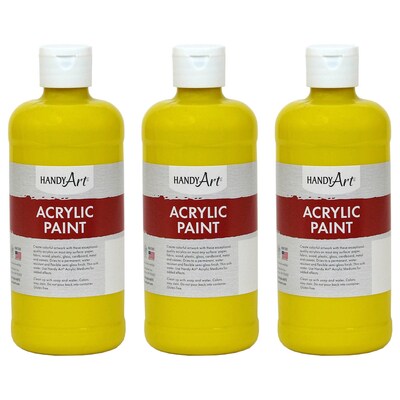 Handy Art Acrylic Paint, 16 oz, Chrome Yellow, Pack of 3 (RPC101010-3)