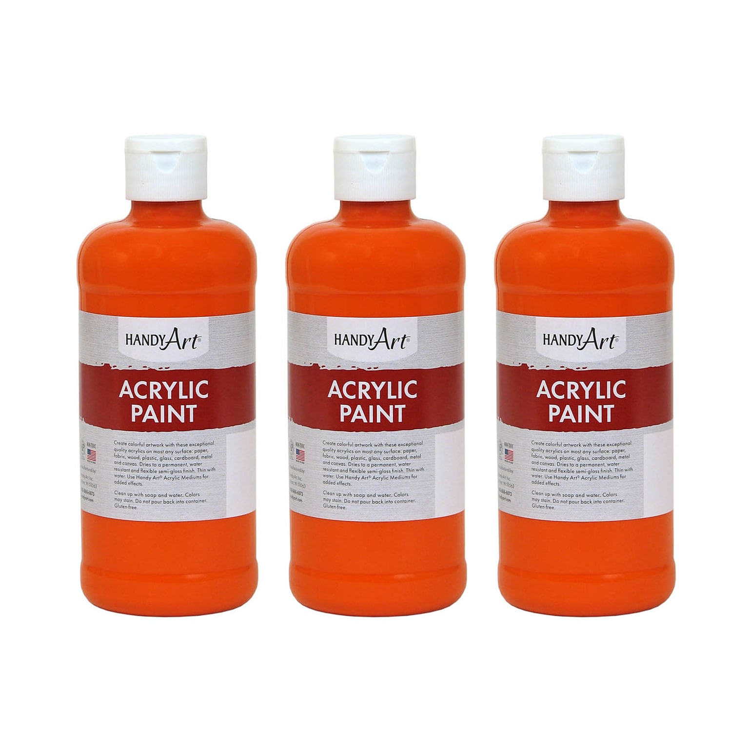 Handy Art Acrylic Paint, 16 oz, Chrome Orange, Pack of 3 (RPC101025-3)