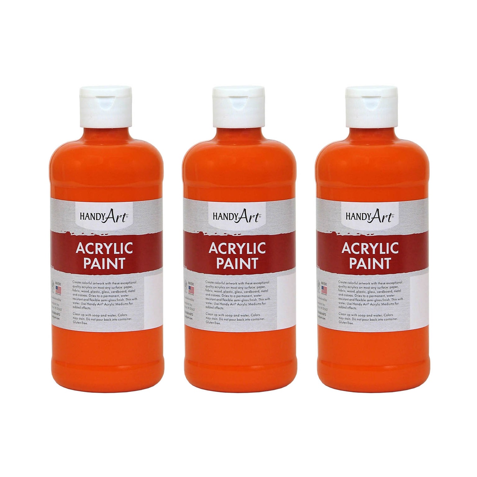 Handy Art Acrylic Paint, 16 oz, Chrome Orange, Pack of 3 (RPC101025-3)