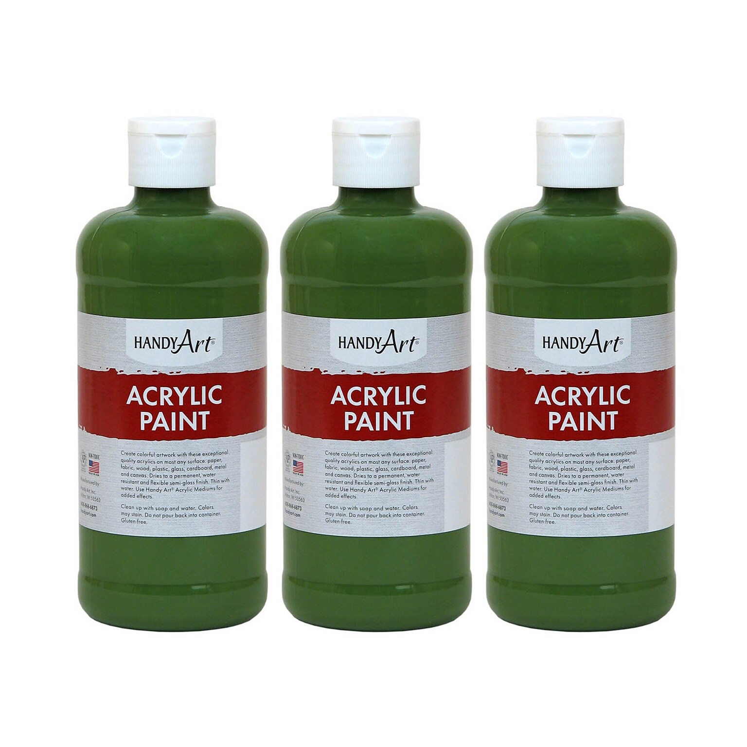 Handy Art Acrylic Paint, 16 oz, Green Oxide, Pack of 3 (RPC101045-3)