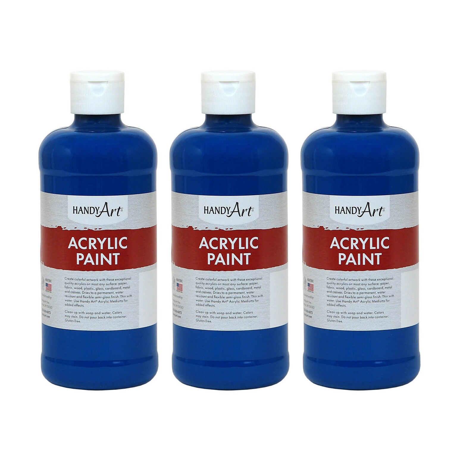 Handy Art Acrylic Paint, 16 oz, Ultra Blue, Pack of 3 (RPC101065-3)