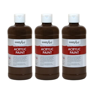 Handy Art Acrylic Paint, 16 oz, Burnt Umber, Pack of 3 (RPC101090-3)