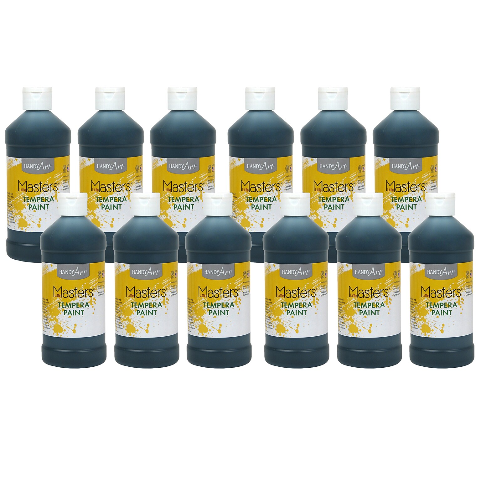 Handy Art Little Masters Tempera Paint, Black, 16 oz., Pack of 12 (RPC201755-12)
