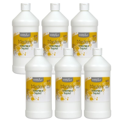 Handy Art Little Masters Tempera Paint, White, 32 oz., Pack of 6  (RPC203705-6)