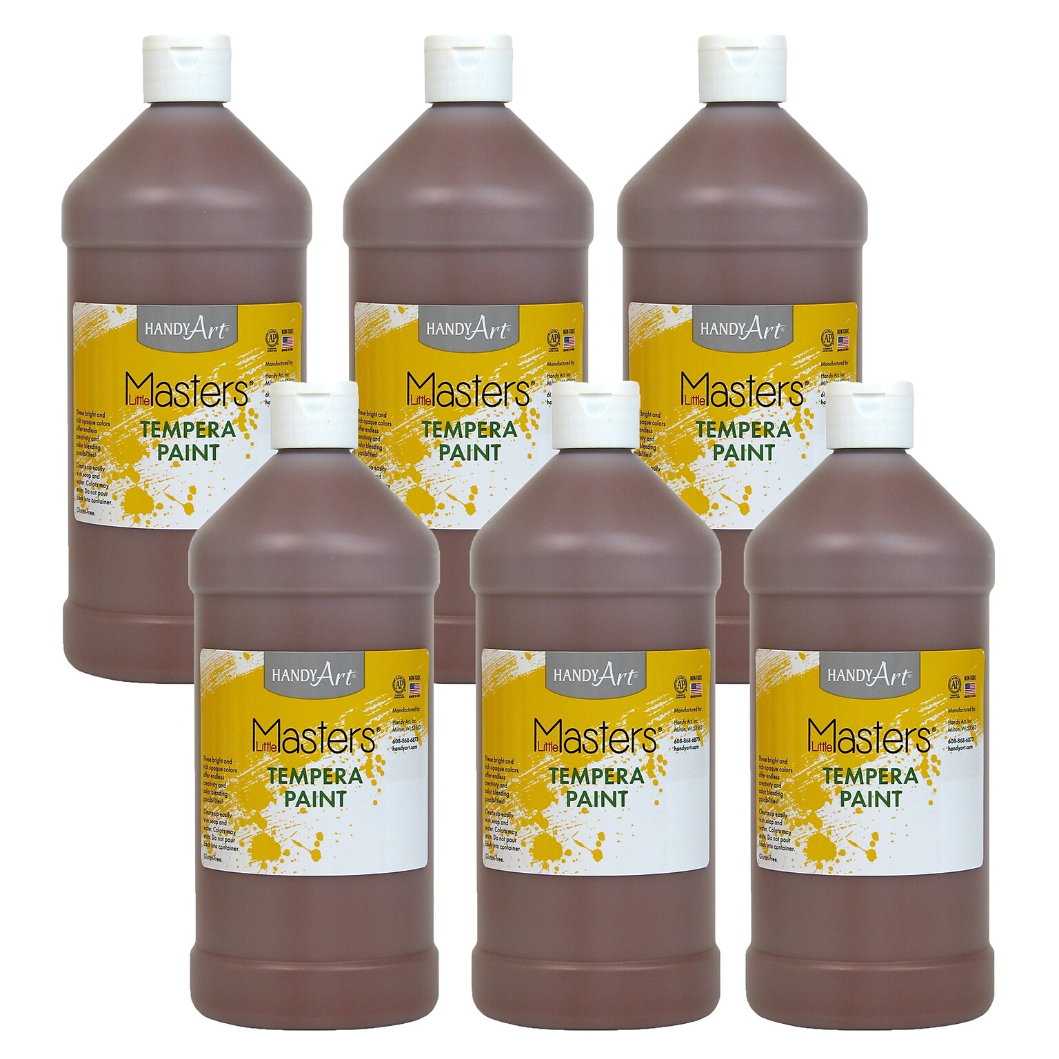 Handy Art® Little Masters® Tempera Paint, Brown, 32 oz. Bottle, Pack of 6 (RPC203750-6)