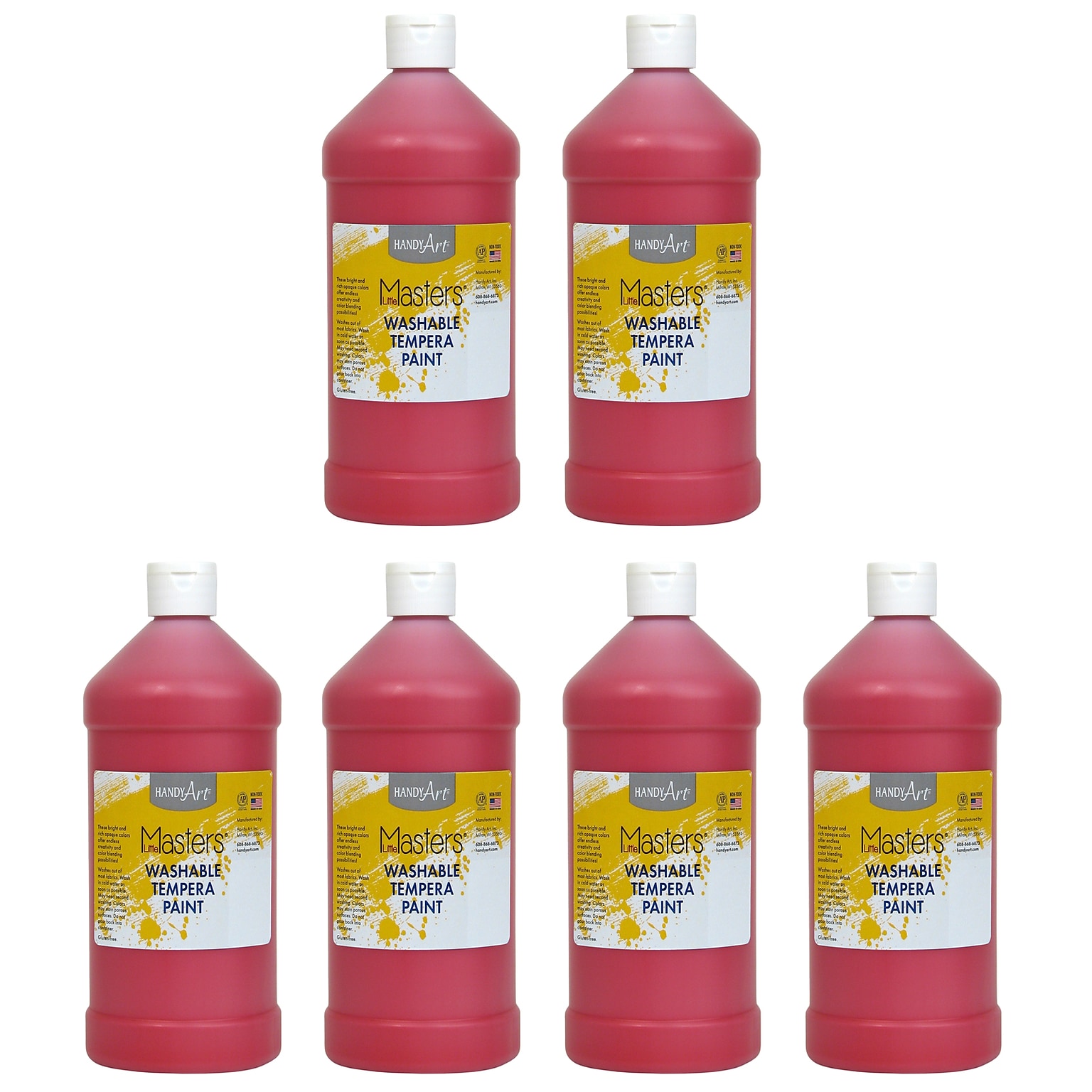 Handy Art Little Masters Washable Tempera Paint, Red, 32 oz., Pack of 6 (RPC213720-6)
