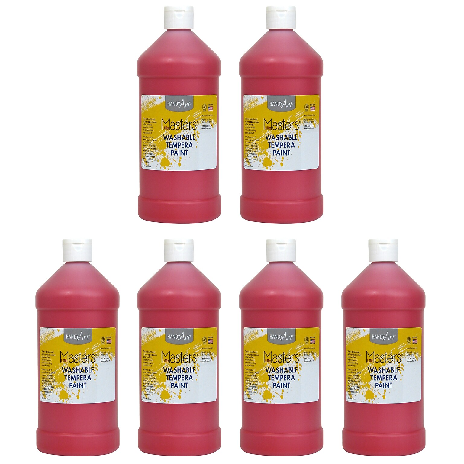 Handy Art Little Masters Washable Tempera Paint, Red, 32 oz., Pack of 6 (RPC213720-6)