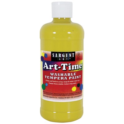Sargent Art Art-Time Washable Tempera Paint, Yellow, 16 oz., Pack of 12 (SAR173402-12)