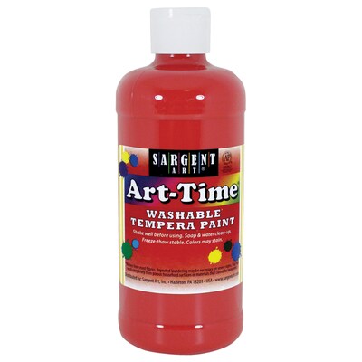 Sargent Art Art-Time Washable Tempera Paint, Red, 16 oz., Pack of 12 (SAR173420-12)