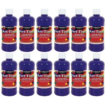 Sargent Art Art-Time Washable Tempera Paint, Violet, 16 oz., Pack of 12 (SAR173442-12)