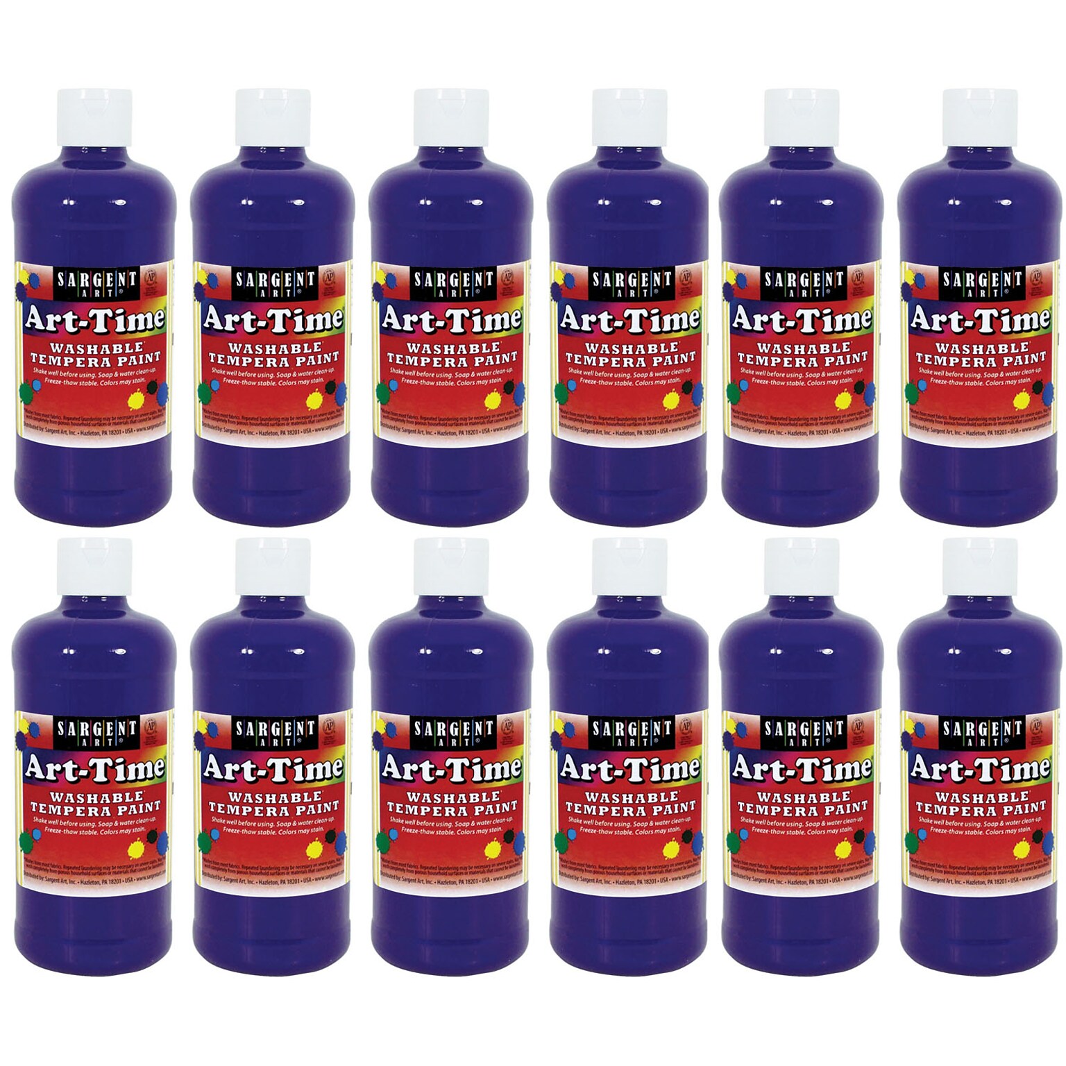 Sargent Art Art-Time Washable Tempera Paint, Violet, 16 oz., Pack of 12 (SAR173442-12)