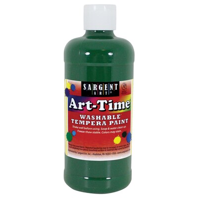Sargent Art Art-Time Washable Tempera Paint, Green, 16 oz., Pack of 12 (SAR173466-12)