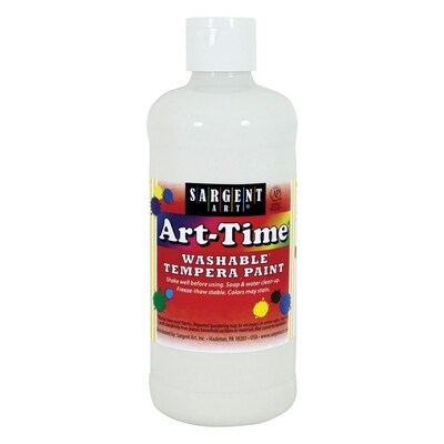 Sargent Art® Art-Time® Washable Tempera Paint, White, 16 oz. Bottle, Pack of 12 (SAR173496-12)