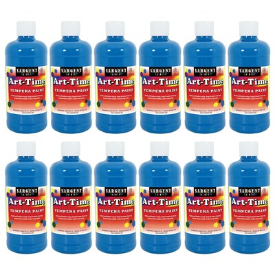 Sargent Art® Art-Time® Tempera Paint, Turquoise Blue, 16 oz. Bottle, Pack of 12 (SAR176461-12)