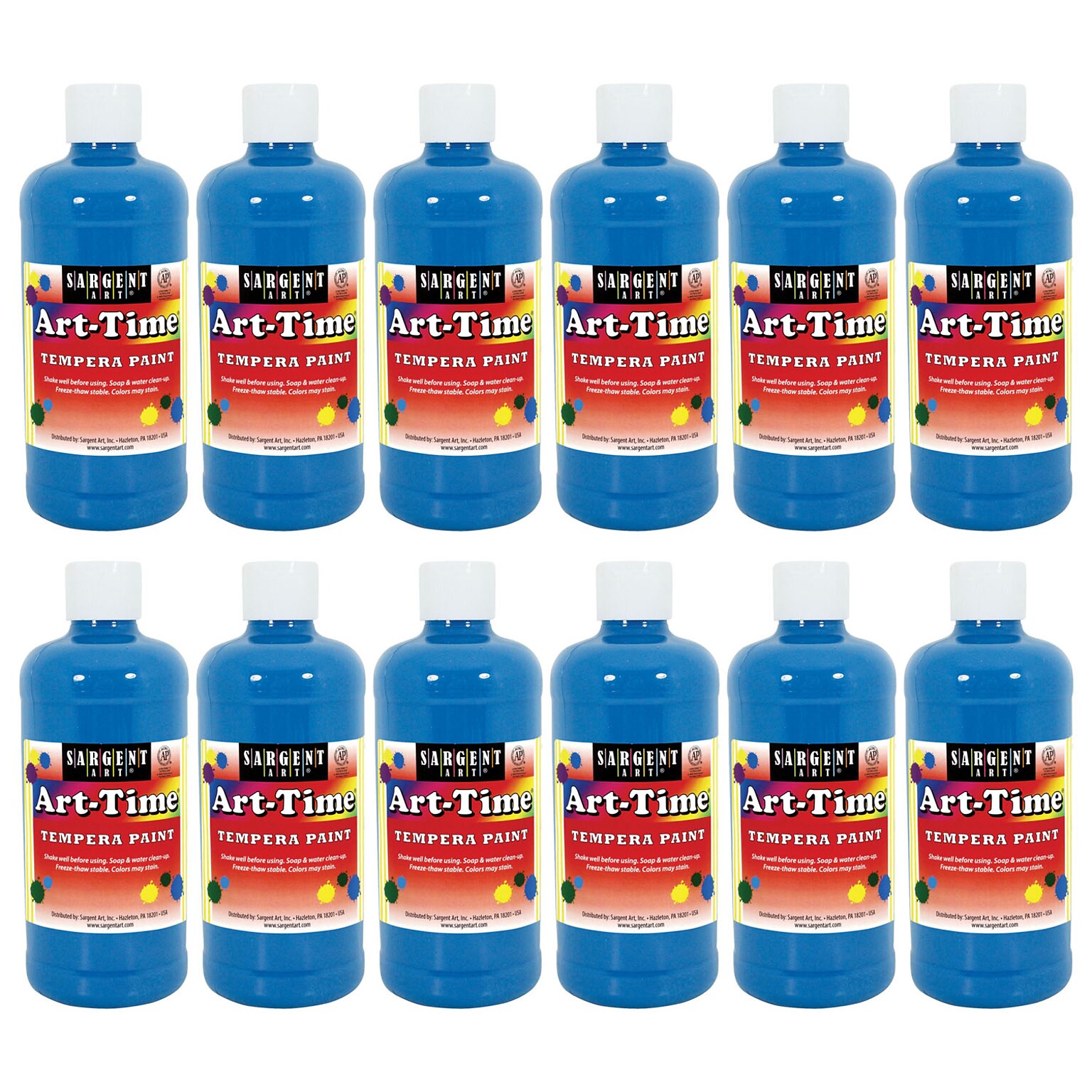 Sargent Art® Art-Time® Tempera Paint, Turquoise Blue, 16 oz. Bottle, Pack of 12 (SAR176461-12)