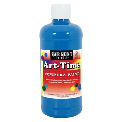 Sargent Art® Art-Time® Tempera Paint, Turquoise Blue, 16 oz. Bottle, Pack of 12 (SAR176461-12)