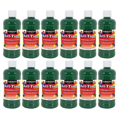 Sargent Art Art-Time Tempera Paint, Green, 16 oz., Pack of 12 (SAR176466-12)