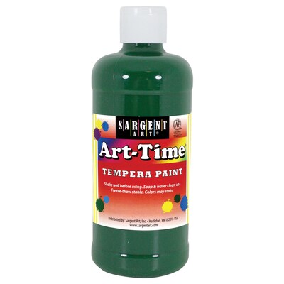 Sargent Art Art-Time Tempera Paint, Green, 16 oz., Pack of 12 (SAR176466-12)