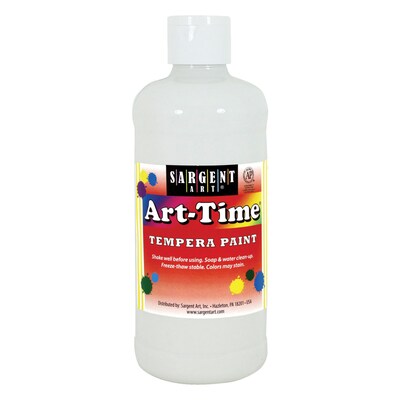Sargent Art Art-Time Tempera Paint, White, 16 oz., Pack of 12 (SAR176496-12)