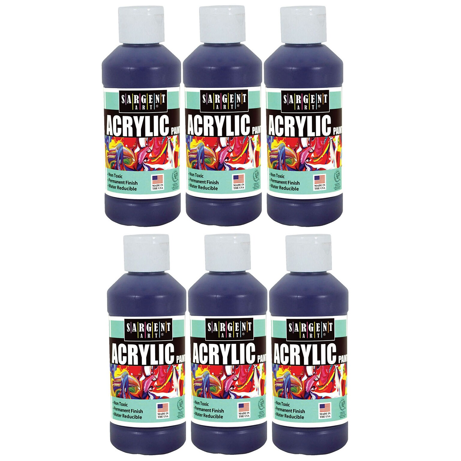 Sargent Art Acrylic Paint, 8 oz., Violet, Pack of 6 (SAR222342-6)