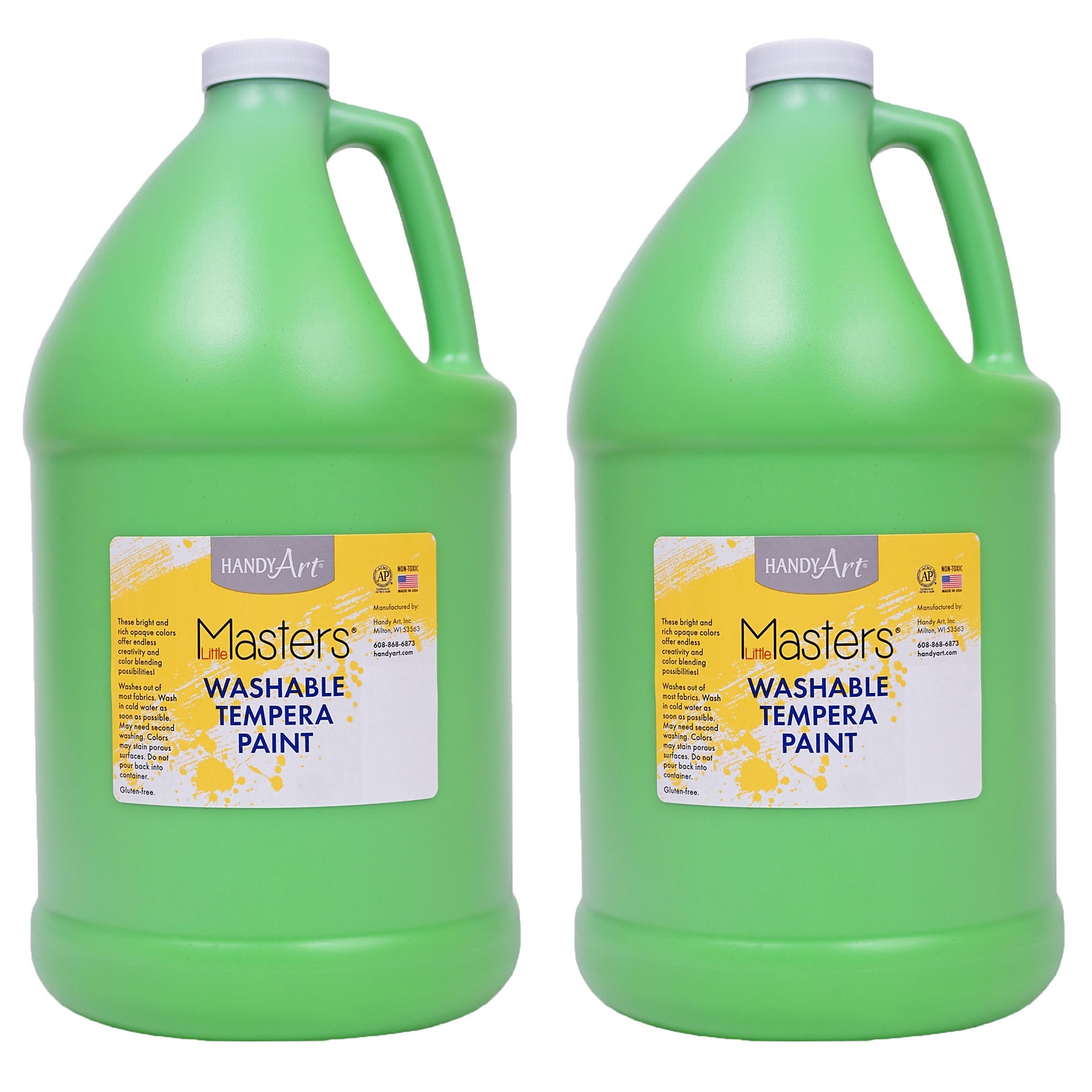 Handy Art Little Masters Washable Tempera Paint, Light Green, Gallon, Pack of 2 (RPC214742-2)