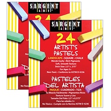 Sargent Art Square Chalk Pastel, Landscape, Assorted Colors, 24/Pack, 2 Packs (SAR224125-2)