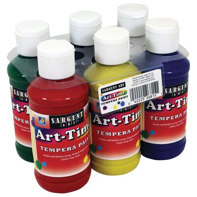 Sargent Art Art-Time Tempera Set, 4 oz., Primary Colors, 6 Per Set, 2 Sets (SAR226815-2)