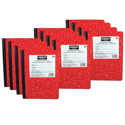 Sargent Art® Composition Book, 9.75" x 7.5" , Wide Ruled, 100 Sheets, Red, Pack of 12 (SAR231521-12)