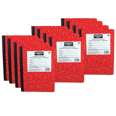 Sargent Art® Composition Book, 9.75 x 7.5 , Wide Ruled, 100 Sheets, Red, Pack of 12 (SAR231521-12)