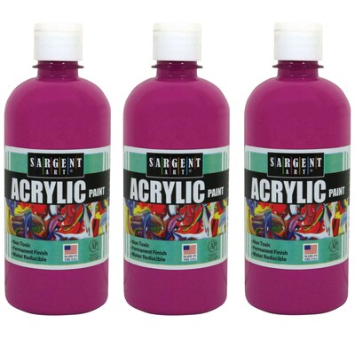 Sargent Art Acrylic Paint, 16 oz., Magenta, Pack of 3 (SAR242438-3)