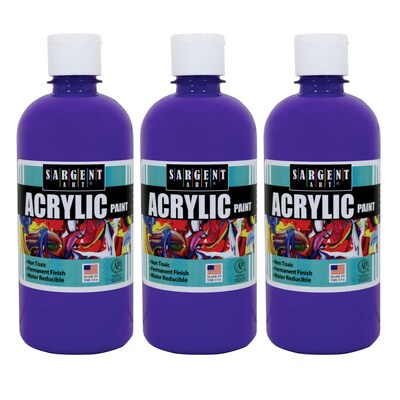 Sargent Art Acrylic Paint, 16 oz., Violet, Pack of 3 (SAR242442-3)