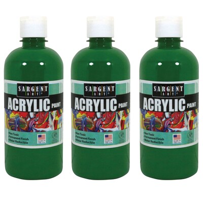 Sargent Art Acrylic Paint, 16 oz., Green, Pack of 3 (SAR242466-3)