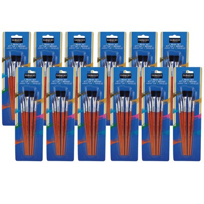 Sargent Art Quality Assorted Paint Brush Set, Natural Hair, 5 Per Pack, 12 Packs (SAR566000-12)