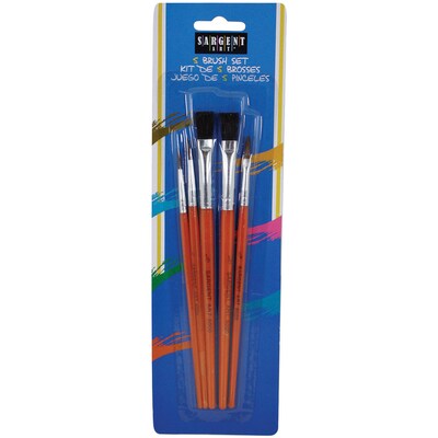Sargent Art Quality Assorted Paint Brush Set, Natural Hair, 5 Per Pack, 12 Packs (SAR566000-12)