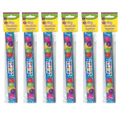 Teacher Created Resources Happy Birthday Balloons Slap Bracelets, 10 Per Pack, 6 Packs (TCR20666-6)