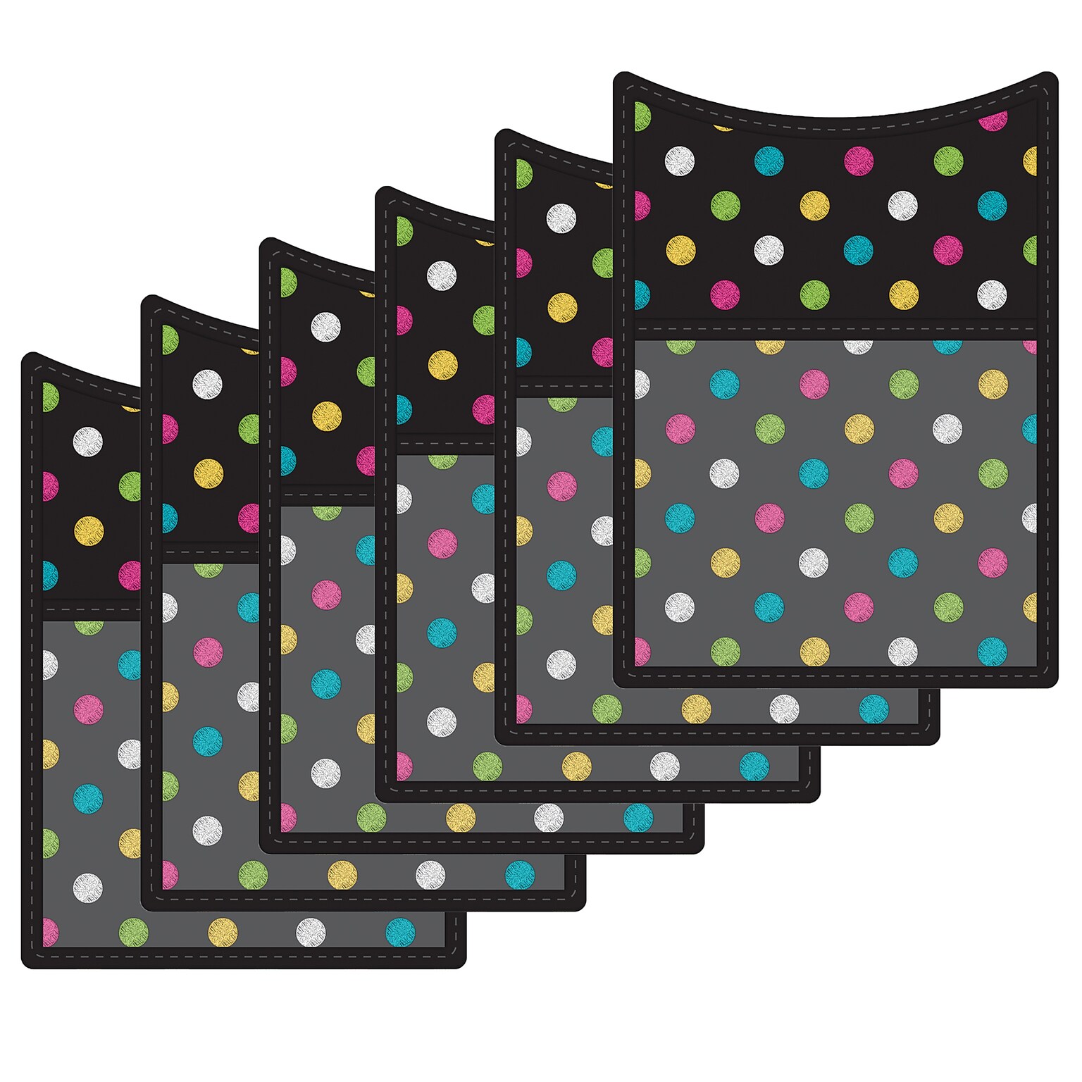 Teacher Created Resources Magnetic Storage Pocket, 5 x 7, Chalkboard Brights, Pack of 6 (TCR20770-6)