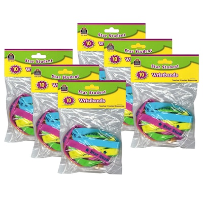 Teacher Created Resources Star Student Wristbands, 10 Per Pack, 6 Packs (TCR6548-6)