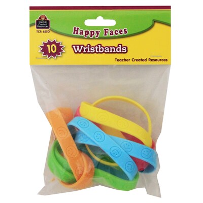Teacher Created Resources Happy Faces Wristbands, 10 Per Pack, 6 Packs (TCR6550-6)