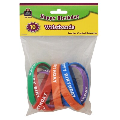 Teacher Created Resources Happy Birthday Wristbands, 10 Per Pack, 6 Packs (TCR6559-6)