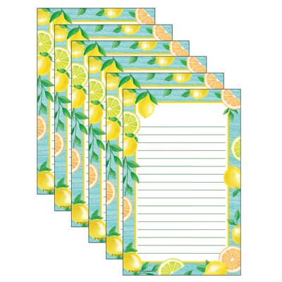 Teacher Created Resources® Note Pad, 5.25 x 8.5, 50 Sheets Per Pad, Lemon Zest, Pack of 6 (TCR8493