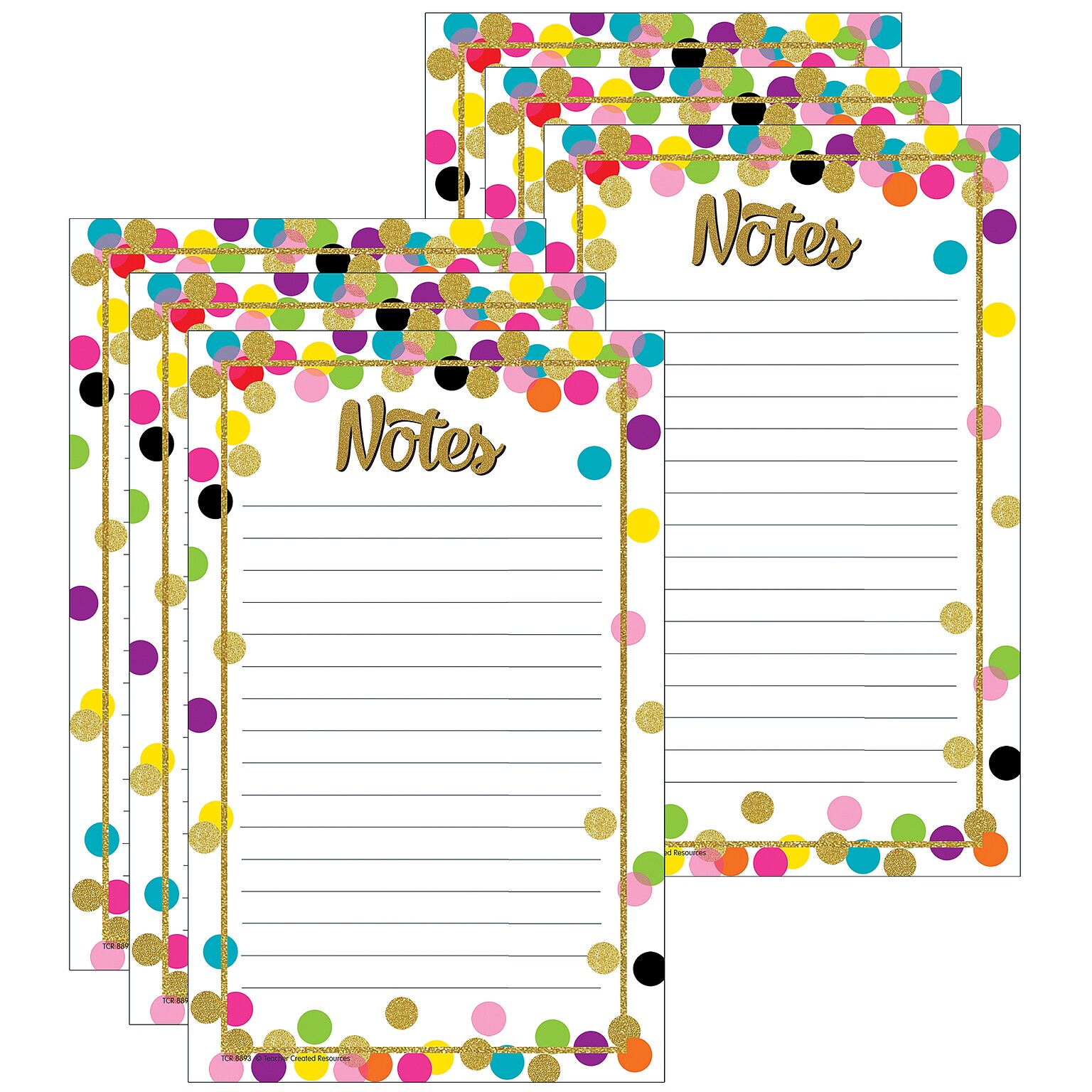 Teacher Created Resources Notepad, 5 x 8, Assorted Colors, 50 Sheets/Pad, 6 Pads/Bundle (TCR8893-6)