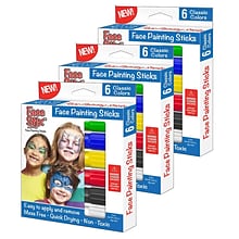 Face Stix™ Face Painting Sticks, 6 Colors Per Pack, 3 Packs (TPG633-3)