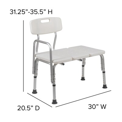 Flash Furniture Adjustable Bath & Shower Transfer Bench, White (DCHY3510LWH)