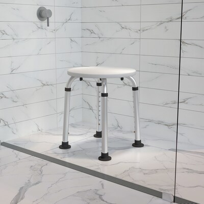 Flash Furniture Adjustable Bath & Shower Stool, White (DCHY3400LWH)